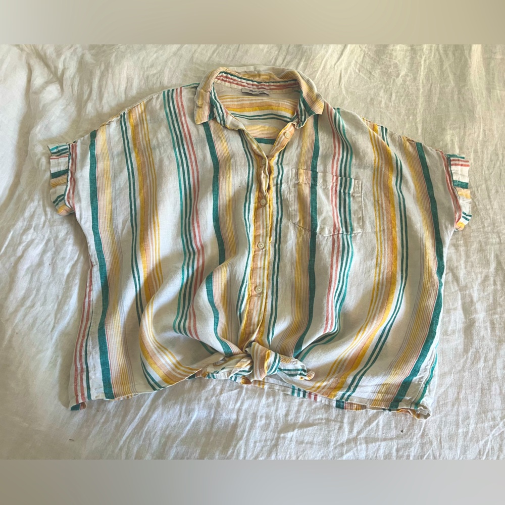 Linen striped button down blouse by Madewell | Women’s size M